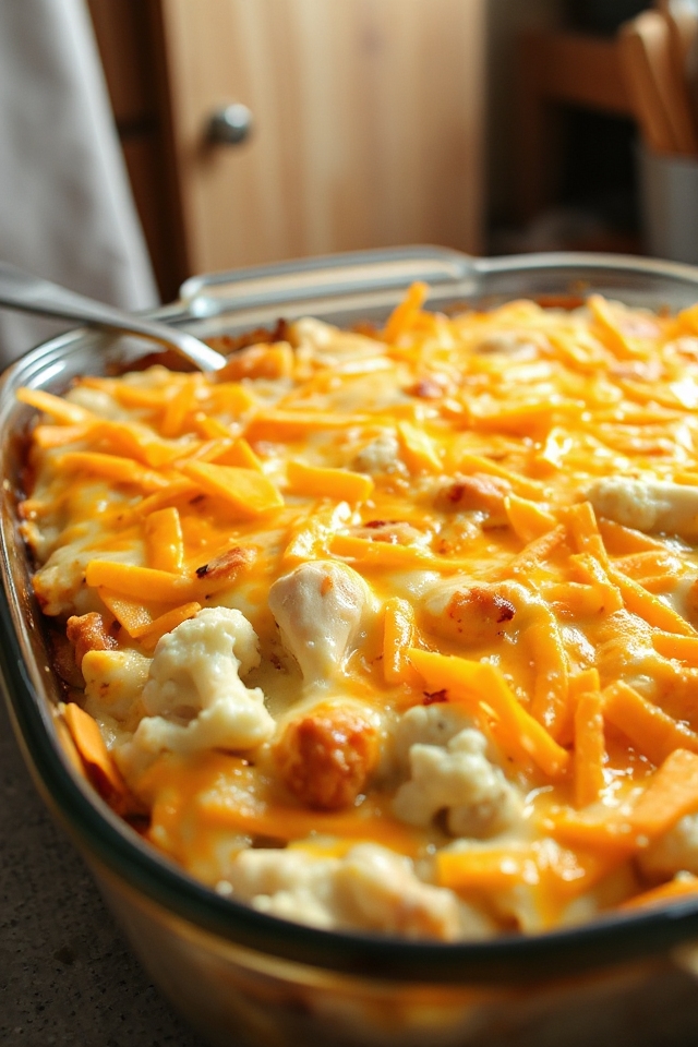 cheesy cauliflower chicken casserole