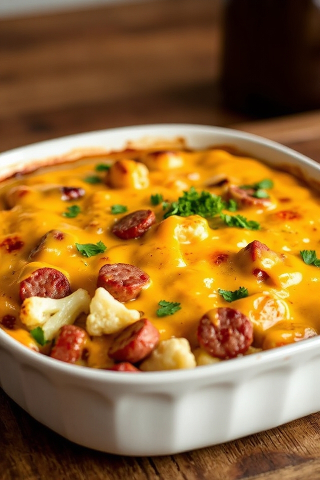 cheesy smoked sausage casserole