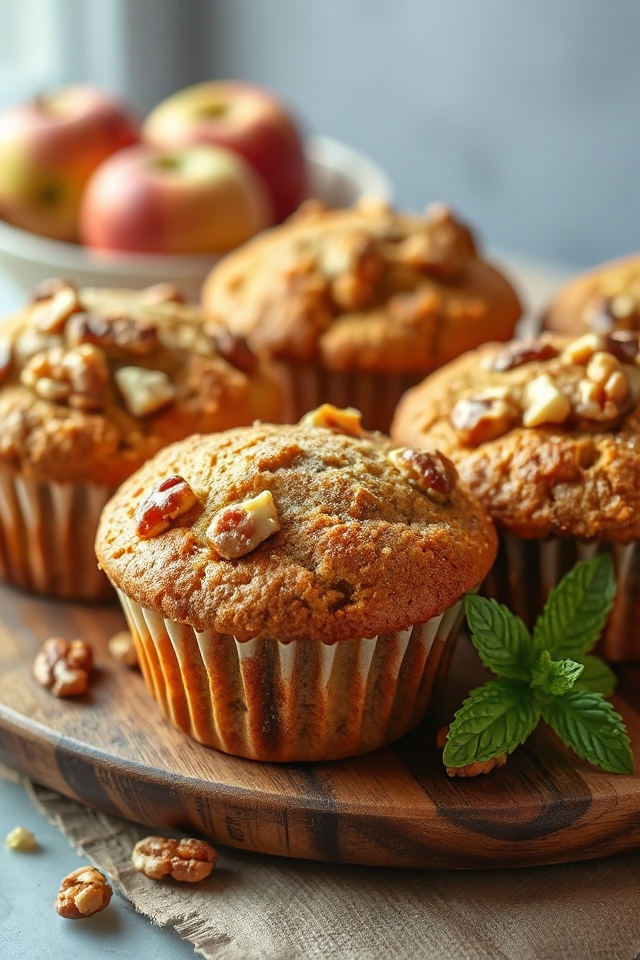low carb apple walnut muffins