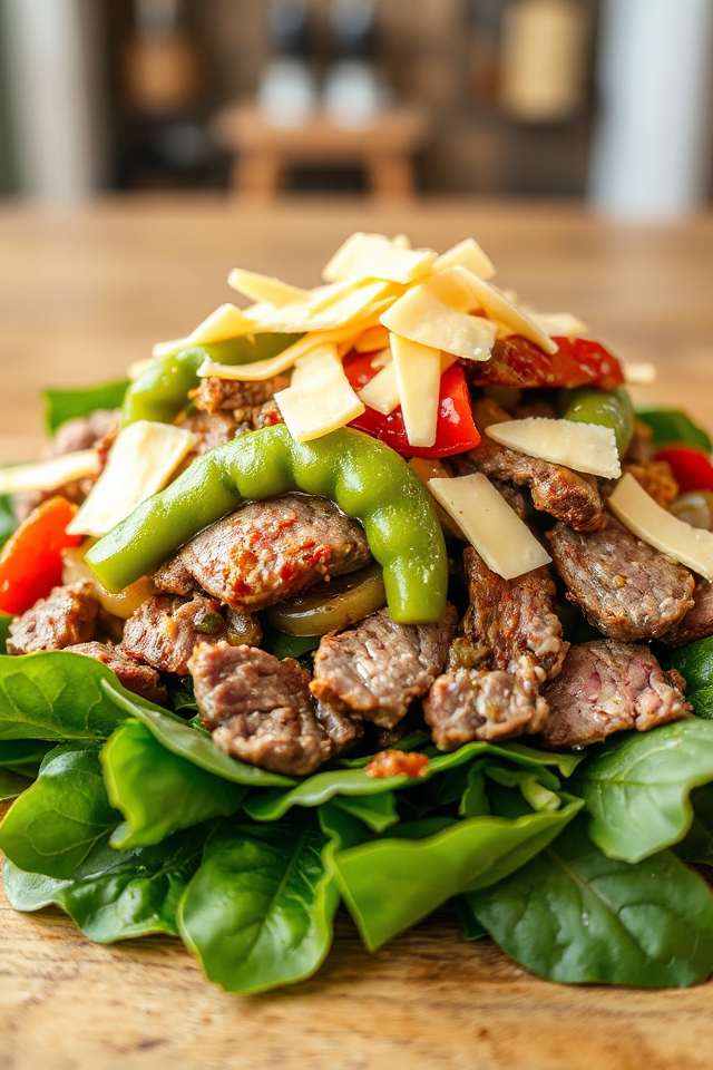 low carb philly steak salad