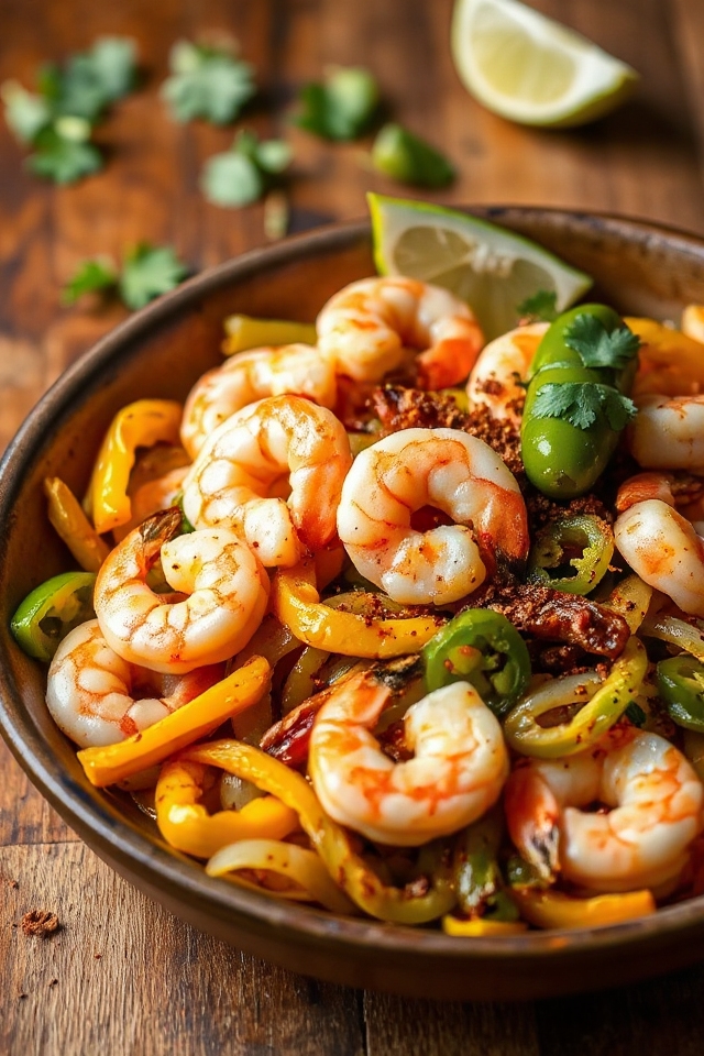 shrimp fajitas with vegetables